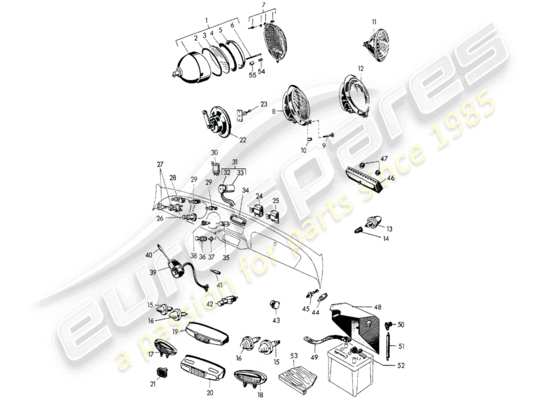 a part diagram from the Porsche 356/356A (1950) parts catalogue