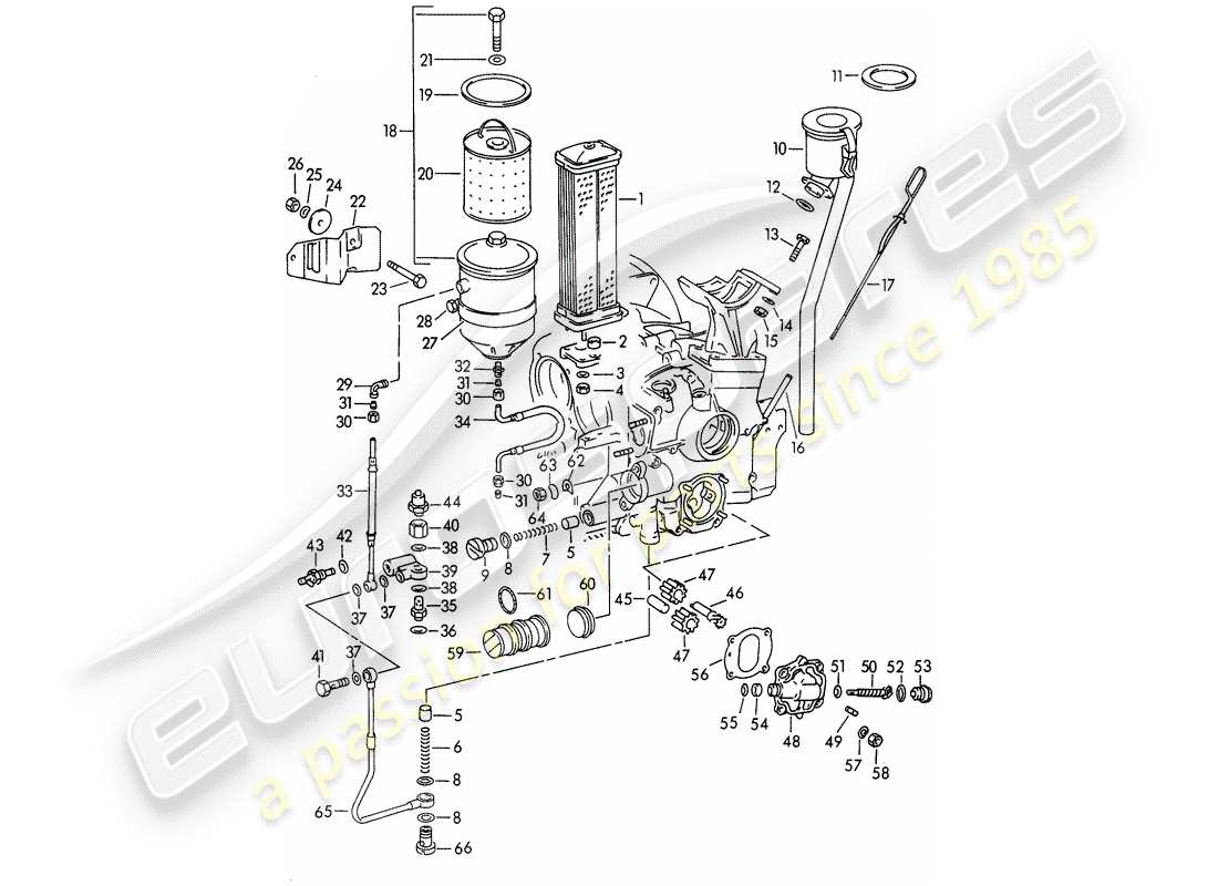 Porsche 356/356A (1954) ENGINE LUBRICATION - M 67 001 >> - M 81 201 >> Part Diagram