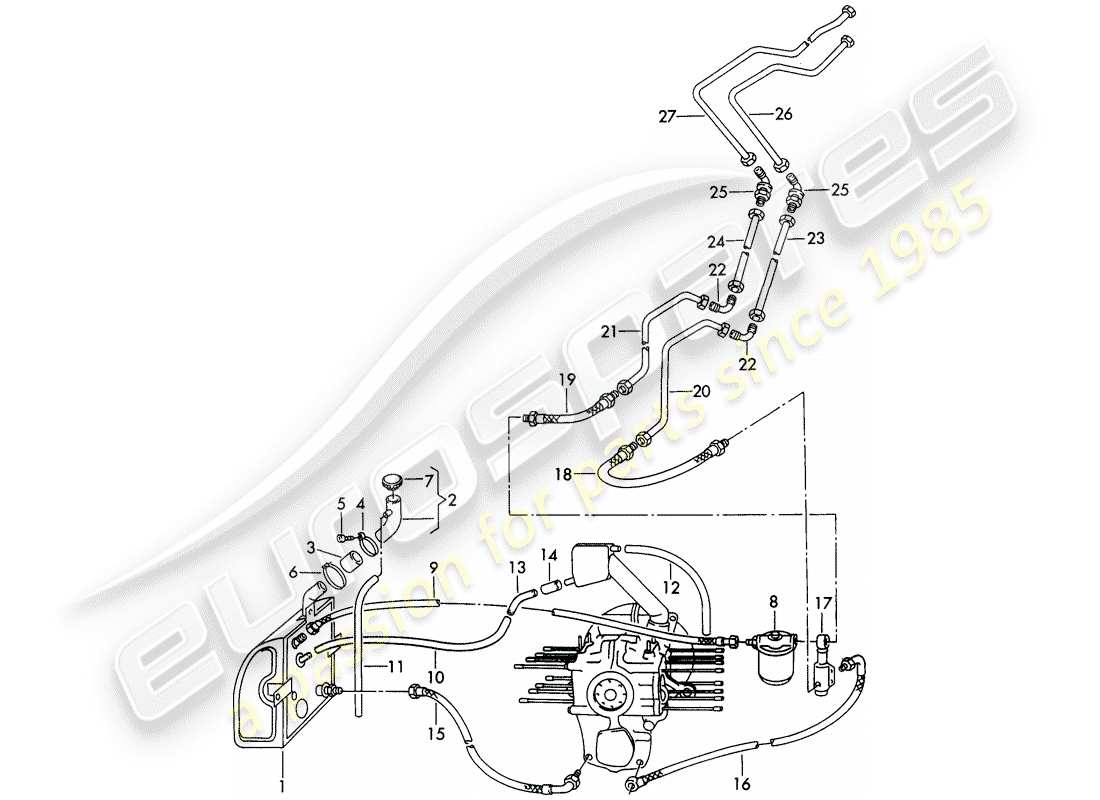 Porsche 356/356A (1954) OIL CONTAINER - OIL FILTER Part Diagram