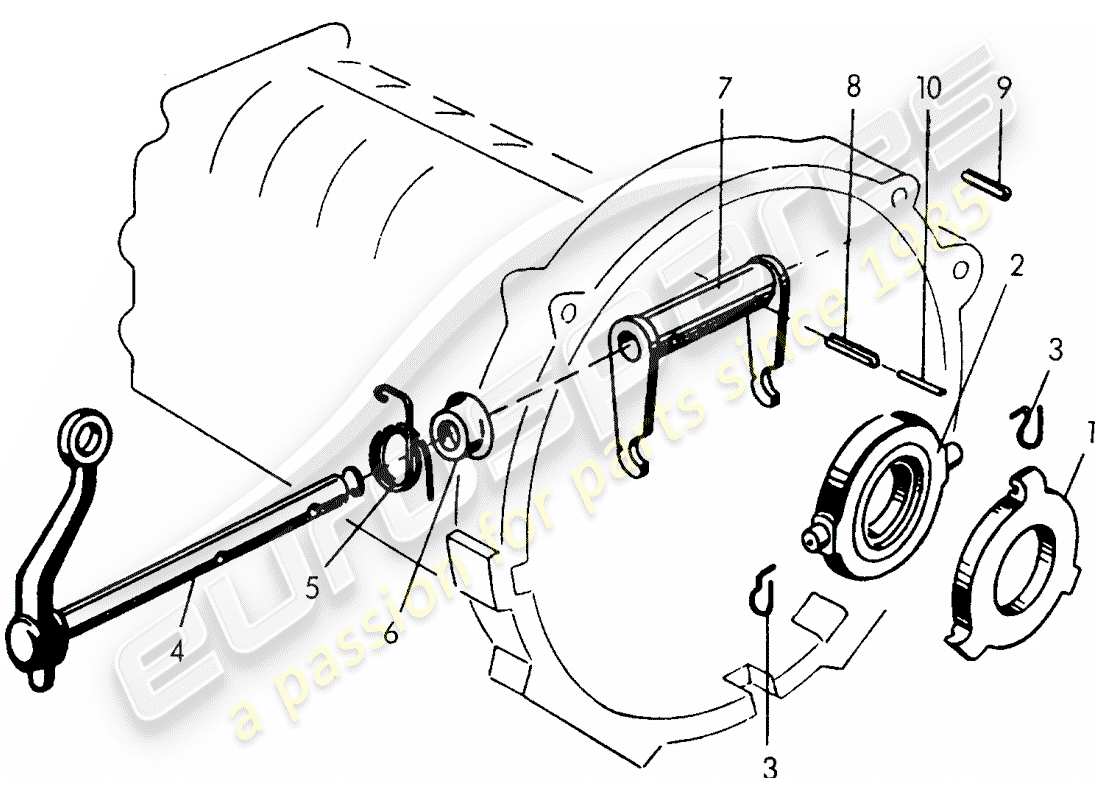 Porsche 356/356A (1954) clutch RELEASE - FOR - TUNNEL - TRANSMISSION - G 11 001 >> 25 000 - - M 90 501 >> 91 000 Part Diagram