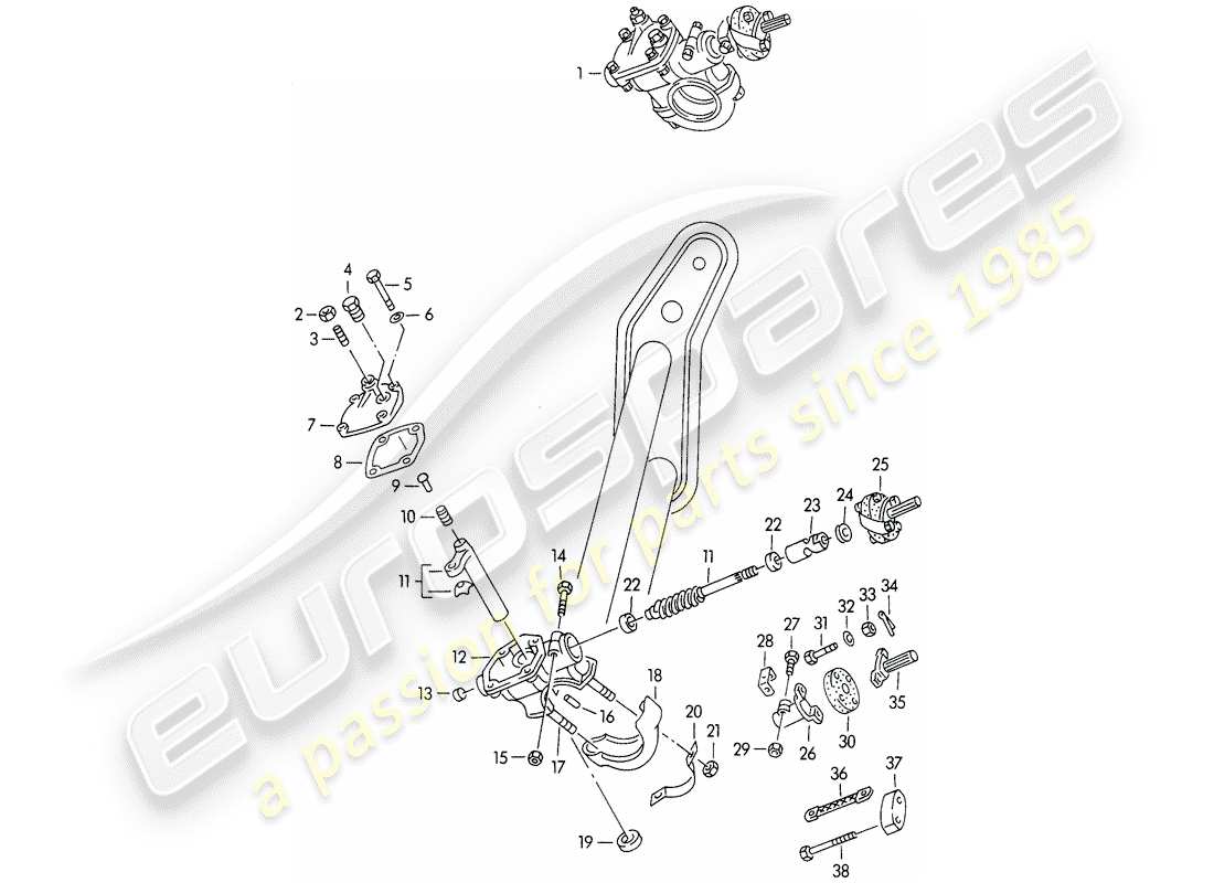 Porsche 356/356A (1954) STEERING GEAR - AND - STEERING COUPLING - F >> 101 692 - F >> 61 892 - F >> 83 791 Part Diagram