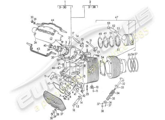 a part diagram from the Porsche 356/356A parts catalogue