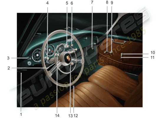 a part diagram from the Porsche 356/356A parts catalogue