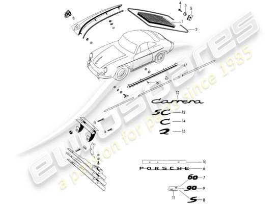 a part diagram from the Porsche 356B/356C parts catalogue