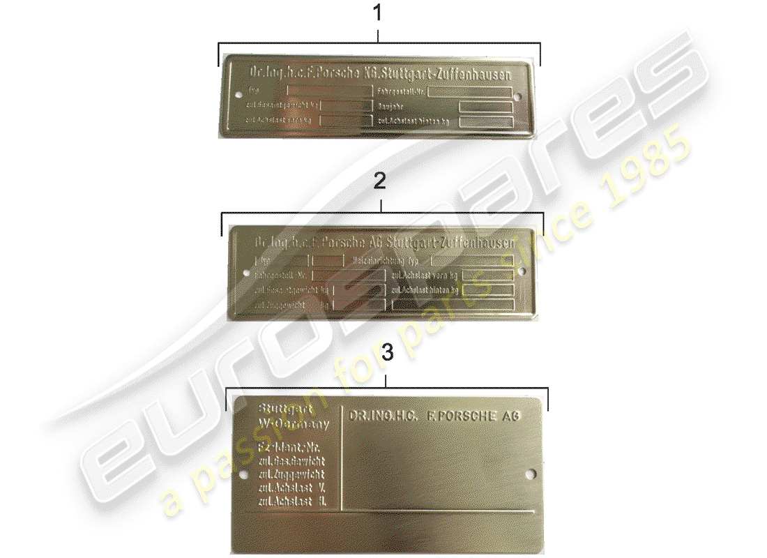 Porsche 356B/356C (1961) IDENTIFICATION PLATE Part Diagram