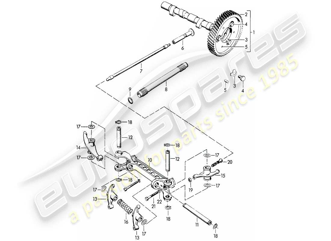 Porsche 356B/356C (1961) camshaft Part Diagram