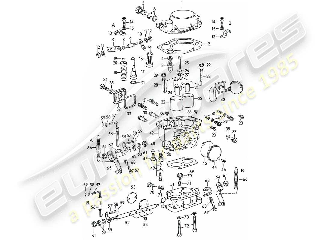 Porsche 356B/356C (1961) SINGLE PARTS - FOR - CARBURETOR - PALLAS - ZENITH 32 NDIX Part Diagram