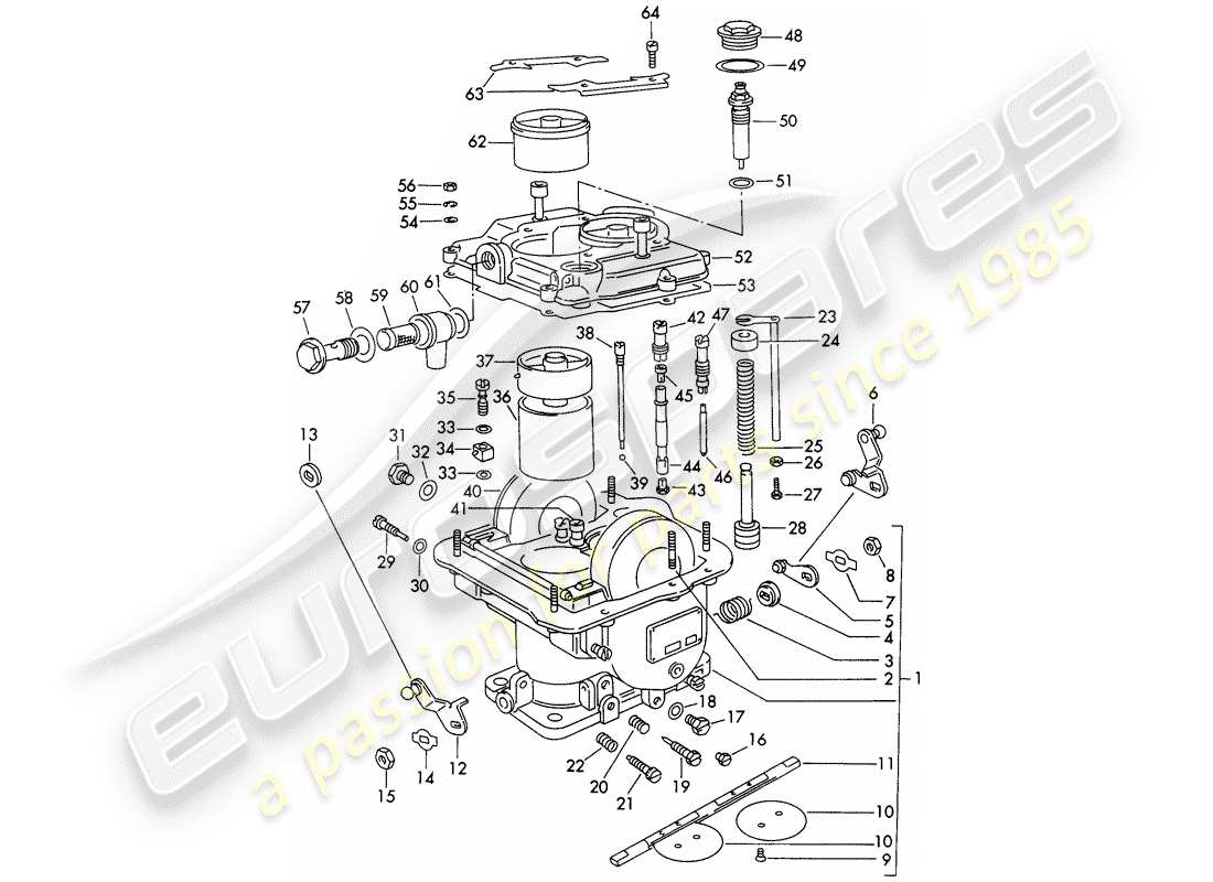 Porsche 356B/356C (1961) SINGLE PARTS - FOR - CARBURETOR - WEBER 40 DCM 2 Part Diagram