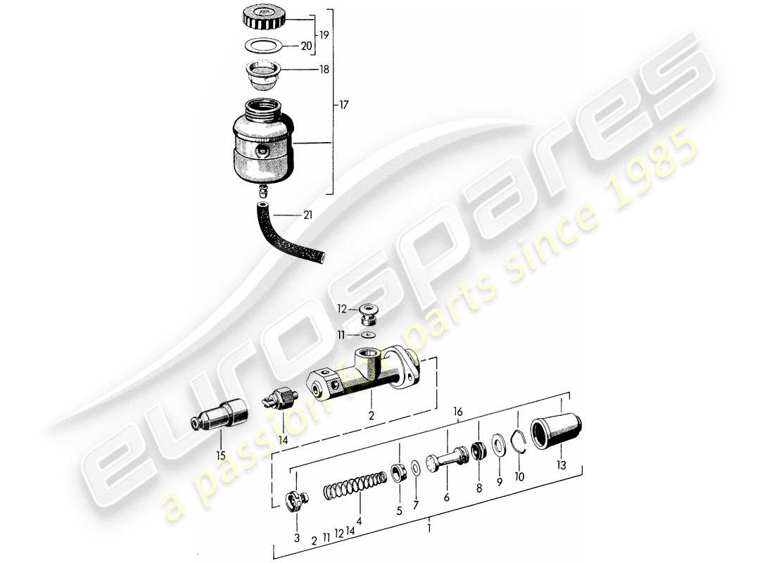 Porsche 356B/356C (1961) BRAKE MASTER CYLINDER - RESERVOIR FOR - BRAKE FLUID Part Diagram