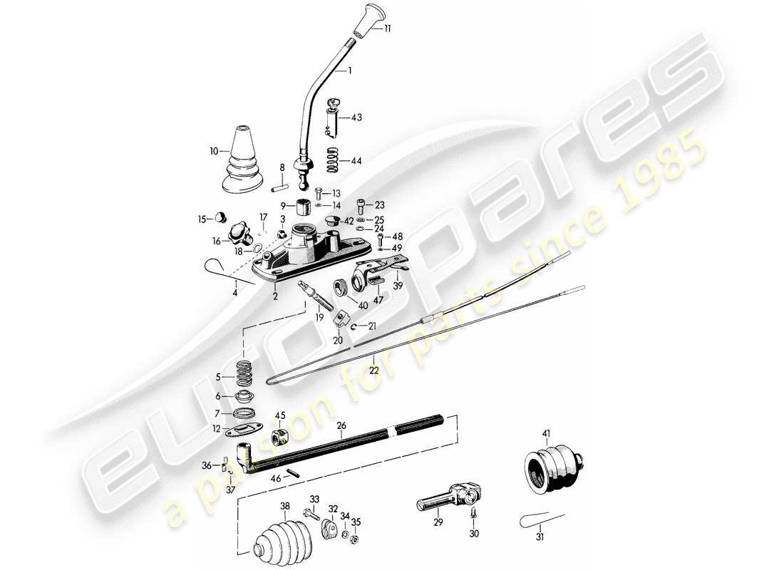 Porsche 356B/356C (1961) transmission control Part Diagram