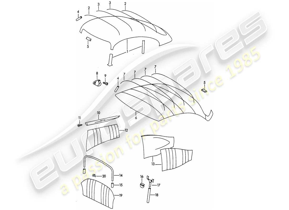 Porsche 356B/356C (1961) TRIMS - INTERIOR EQUIPMENT Part Diagram