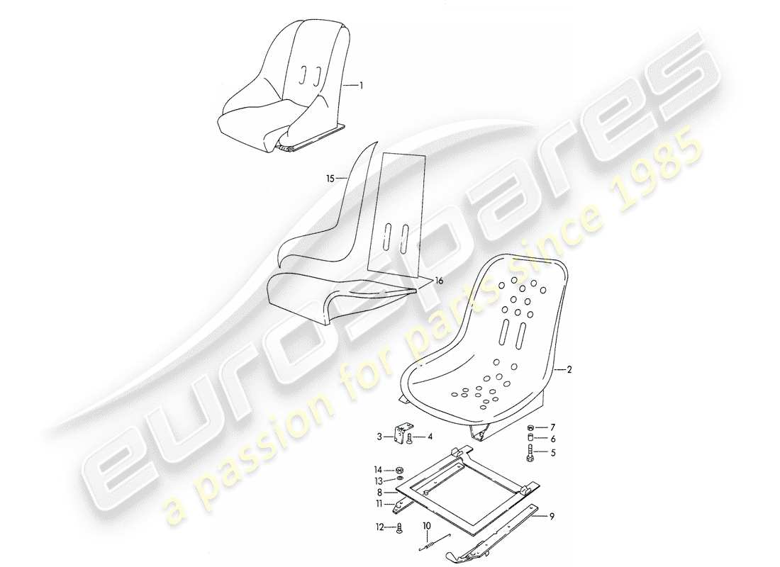 Porsche 356B/356C (1961) SEAT Part Diagram