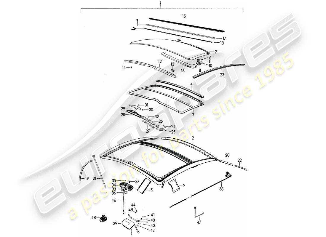 Porsche 356B/356C (1961) sunroof - electric Part Diagram