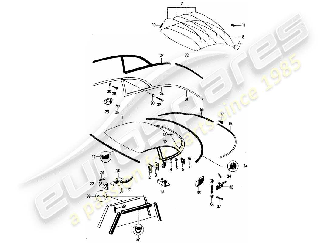 Porsche 356B/356C (1961) HARDTOP Part Diagram