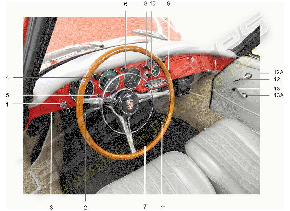 Porsche 356B/356C (1961) BUTTON - SET - SWITCH Part Diagram