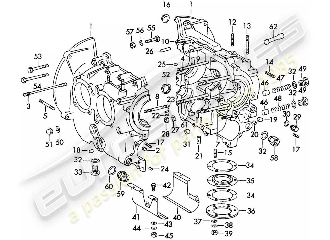 Porsche 356B/356C (1962) crankcase Part Diagram