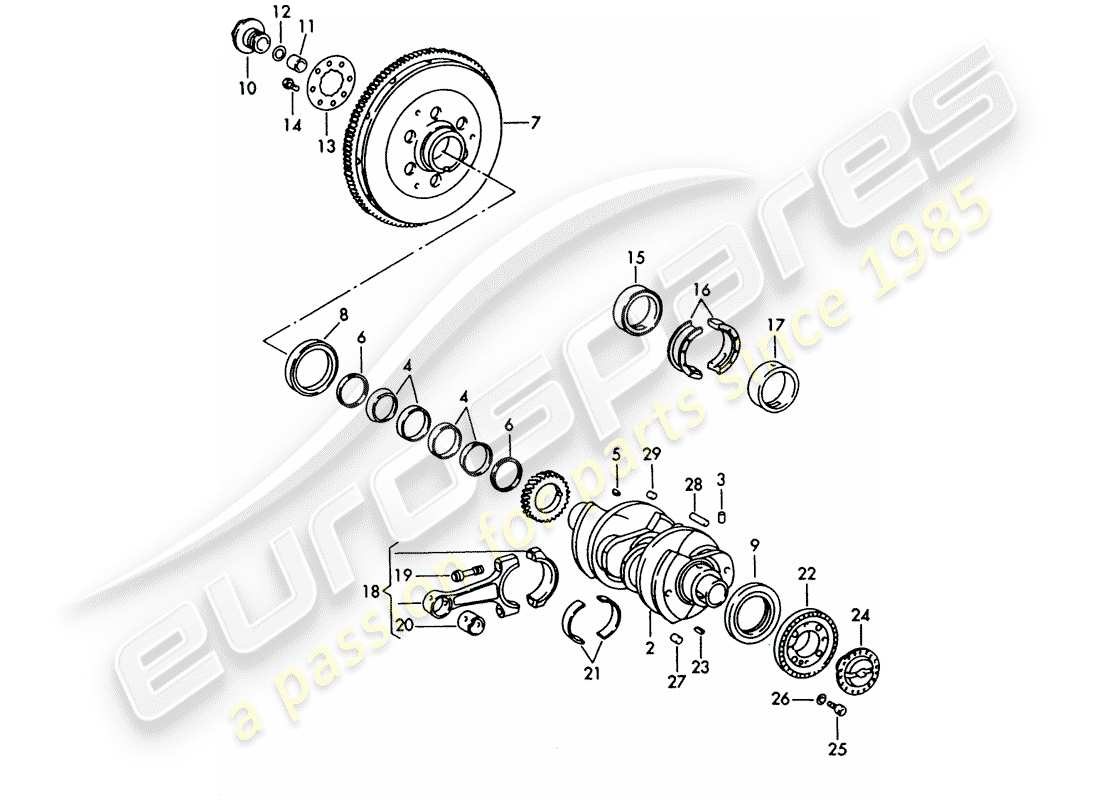 Porsche 356B/356C (1962) crankshaft Part Diagram