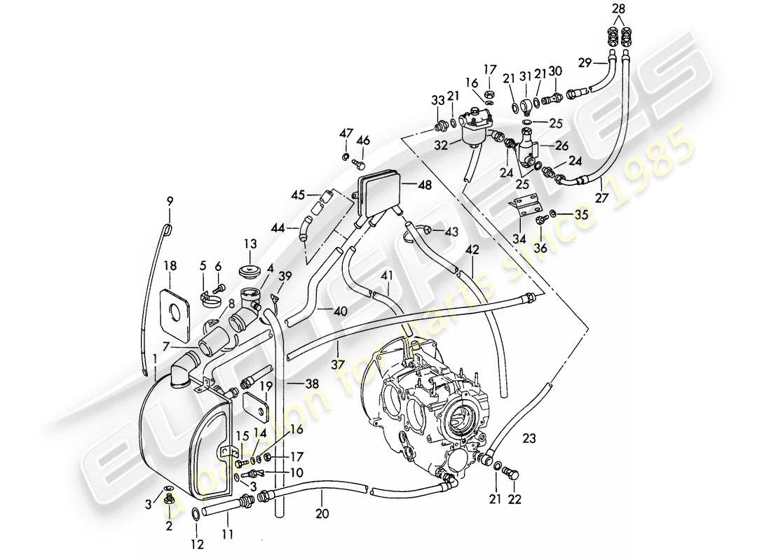 Porsche 356B/356C (1962) Engine Lubrication Part Diagram