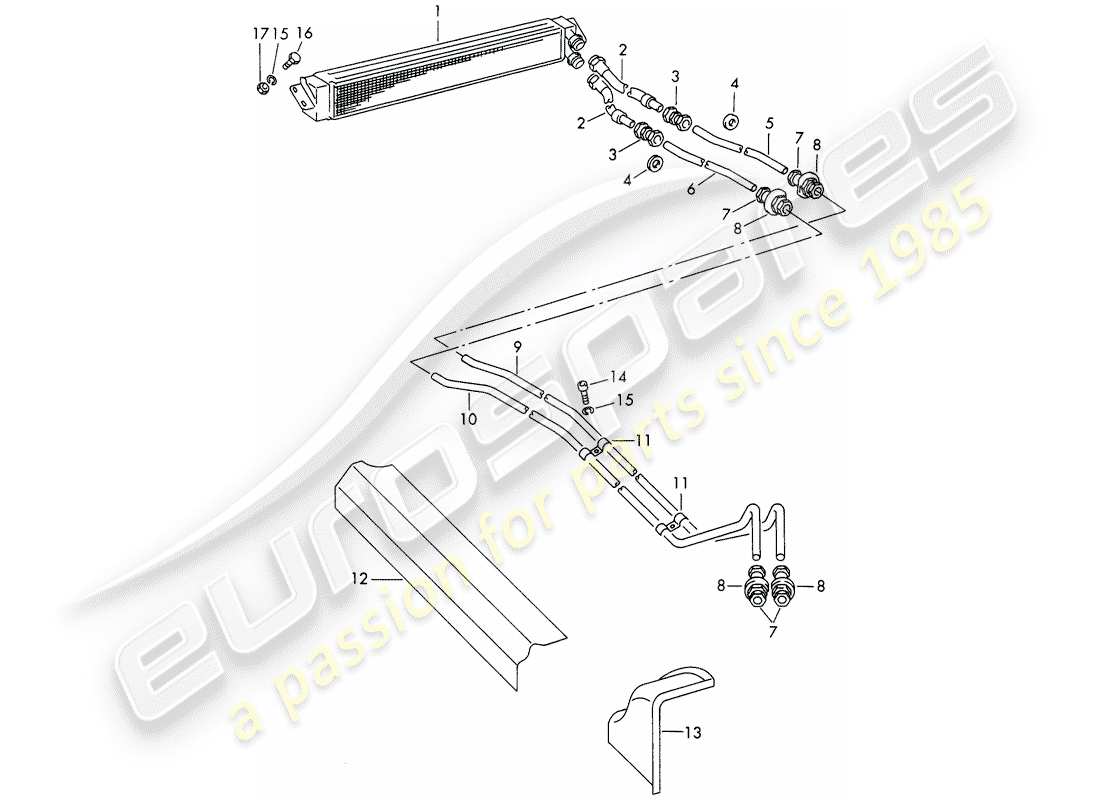 Porsche 356B/356C (1962) OIL PIPE - OIL COOLER Part Diagram