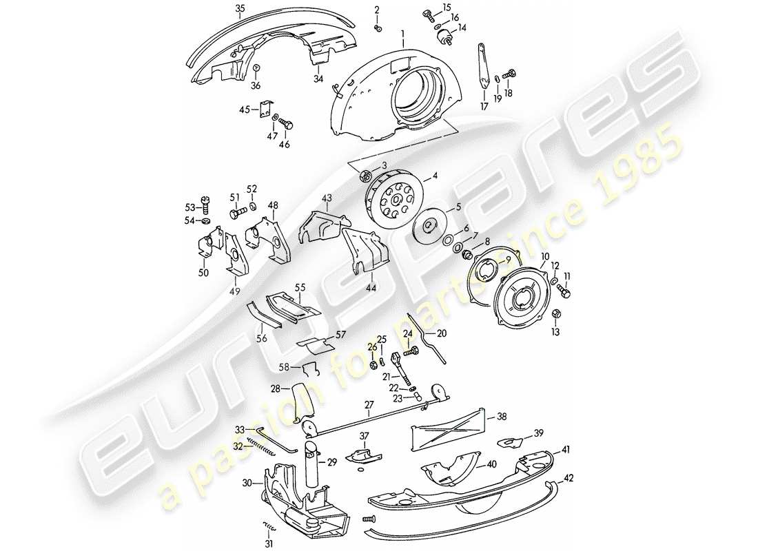 Porsche 356B/356C (1962) AIR COOLING - HEATER - OLD VERSION Part Diagram