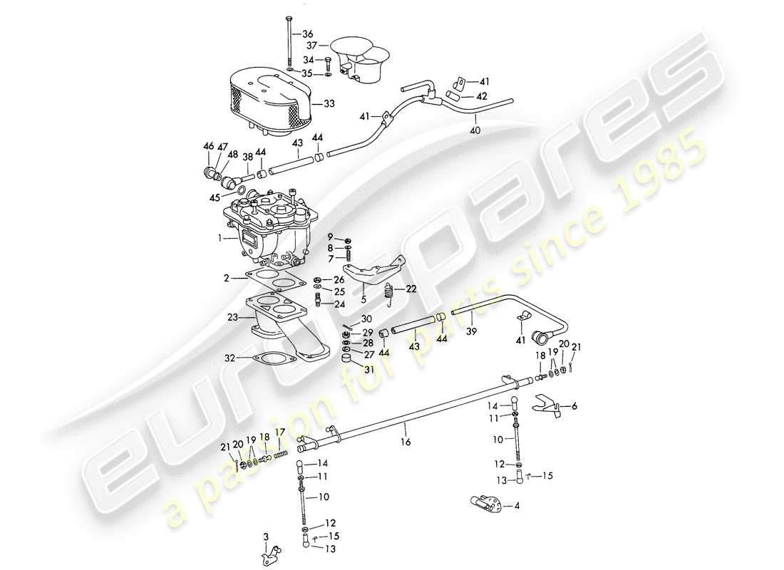 Porsche 356B/356C (1962) CARBURETOR - AND - FUEL SUPPLY LINE Part Diagram