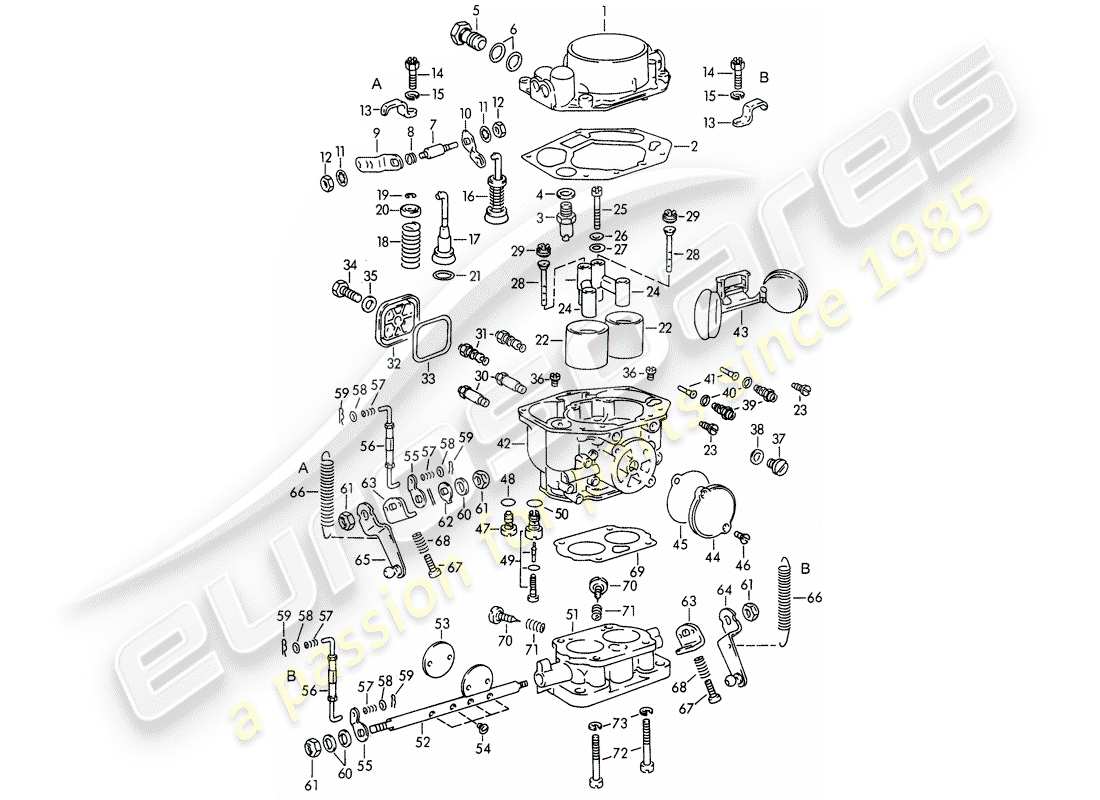 Porsche 356B/356C (1962) SINGLE PARTS - FOR - CARBURETOR - PALLAS - ZENITH 32 NDIX Part Diagram