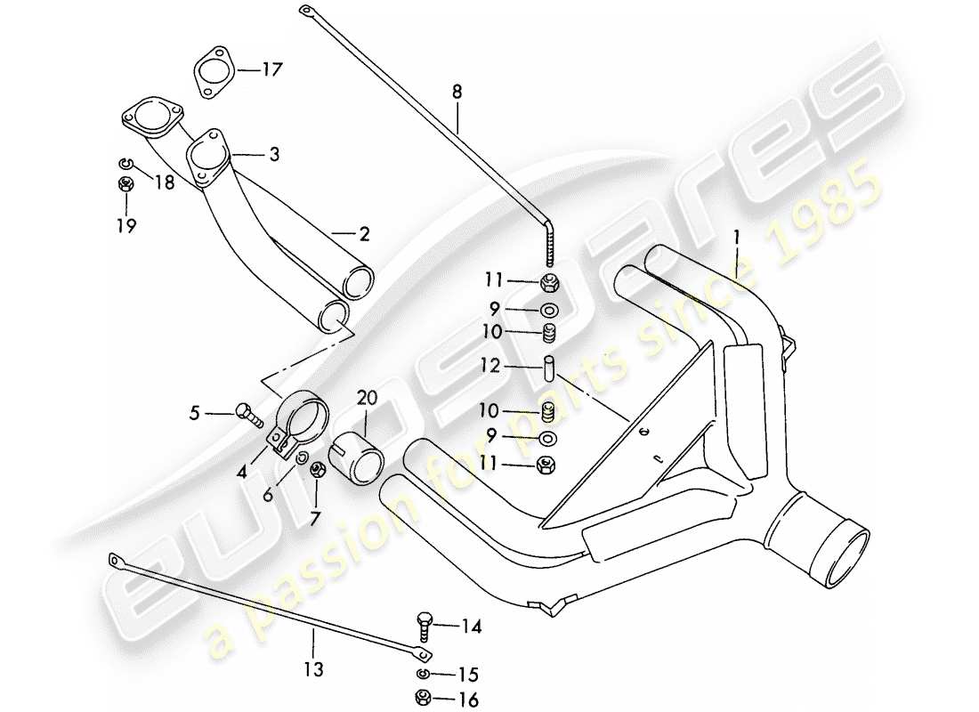 Porsche 356B/356C (1962) EXHAUST SYSTEM - SPORT VERSION - ONLY - FOR - RACE TRACK Part Diagram