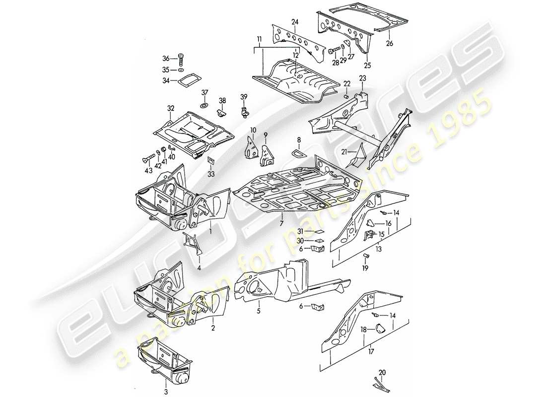 Porsche 356B/356C (1962) Frame Part Diagram