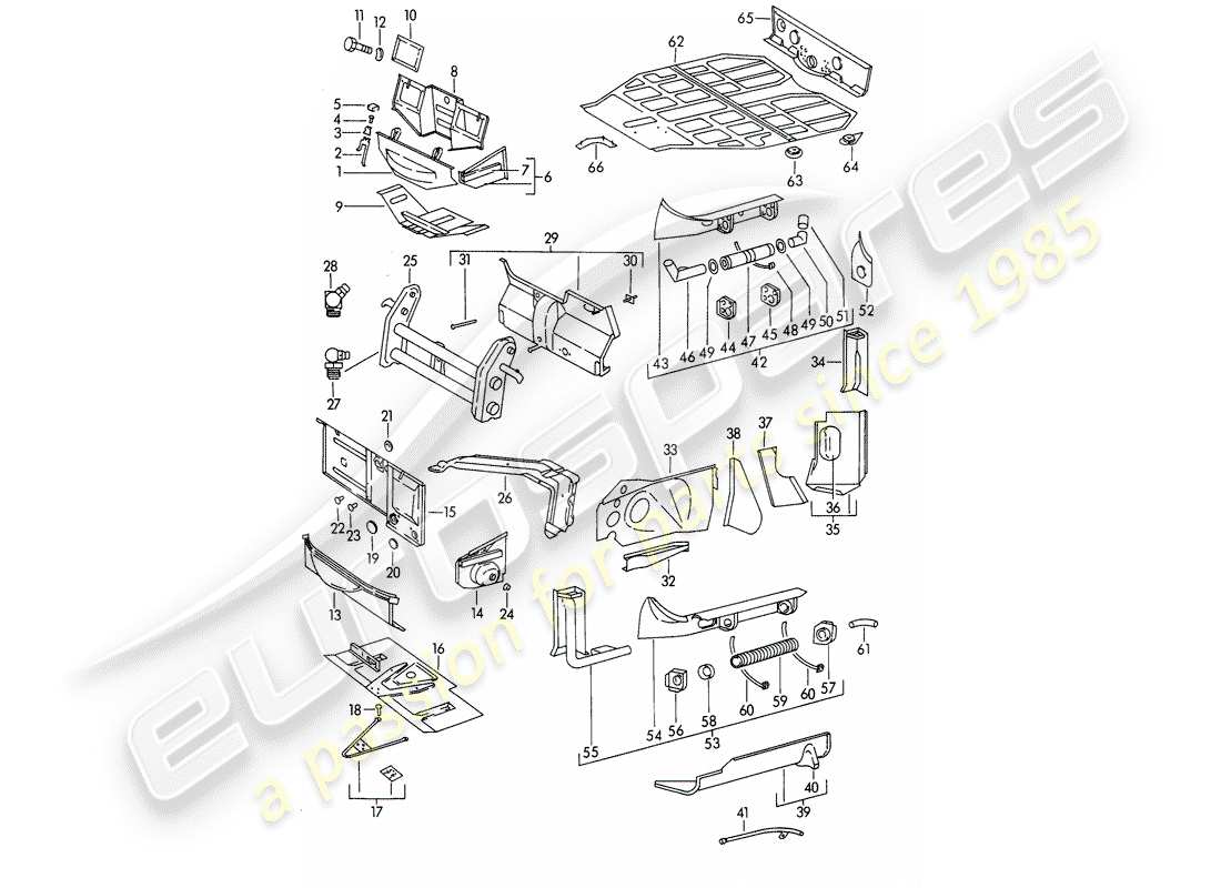 Porsche 356B/356C (1962) FRAME - SINGLE PARTS Part Diagram