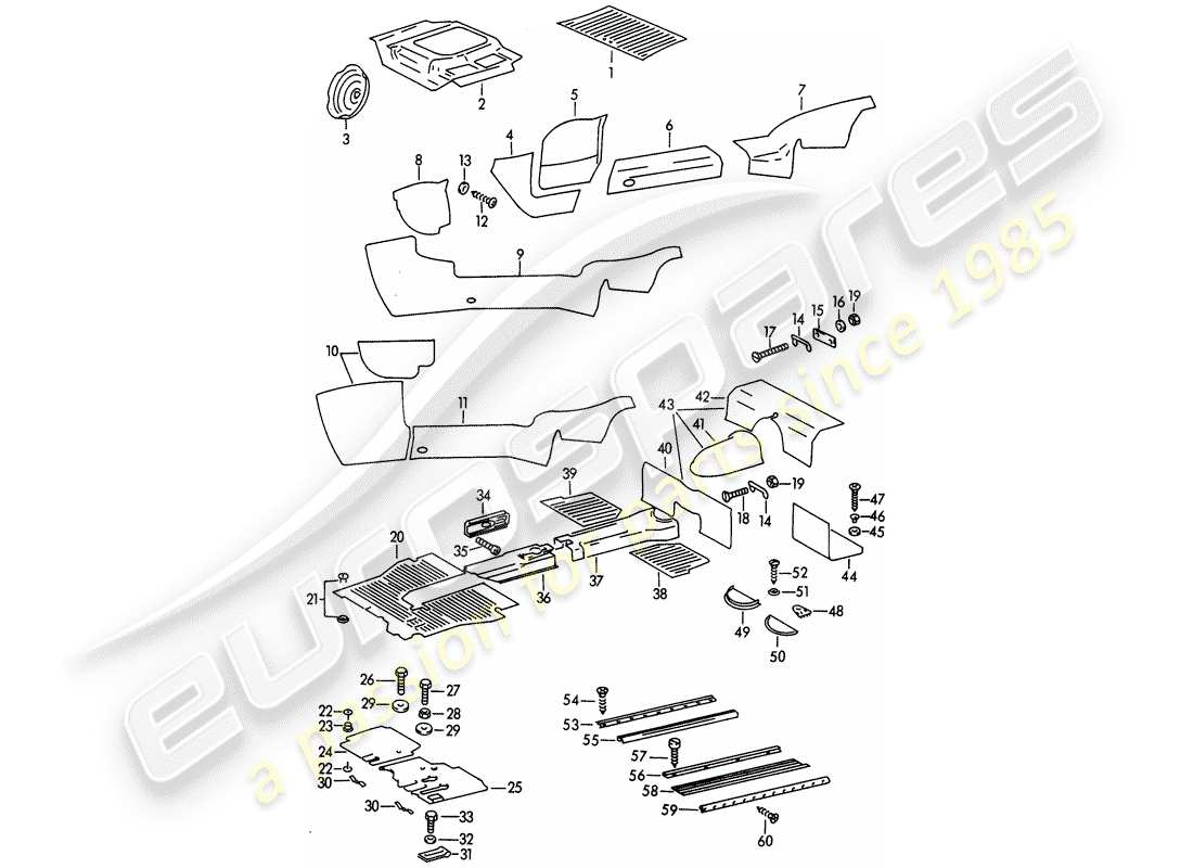 Porsche 356B/356C (1962) TRIMS - FOOTWELL Part Diagram