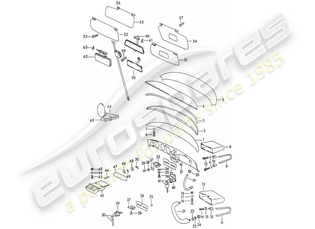 Porsche 356B/356C (1962) DASHBOARD - ACCESSORIES Part Diagram