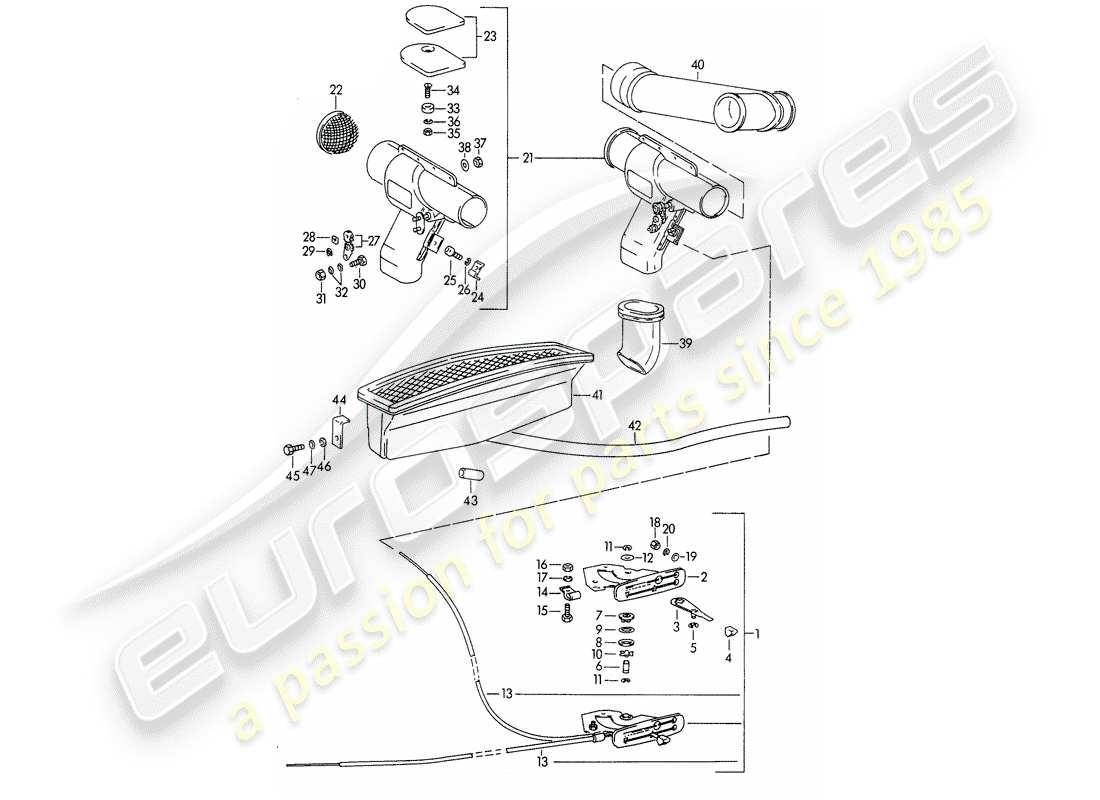 Porsche 356B/356C (1962) Ventilation Part Diagram