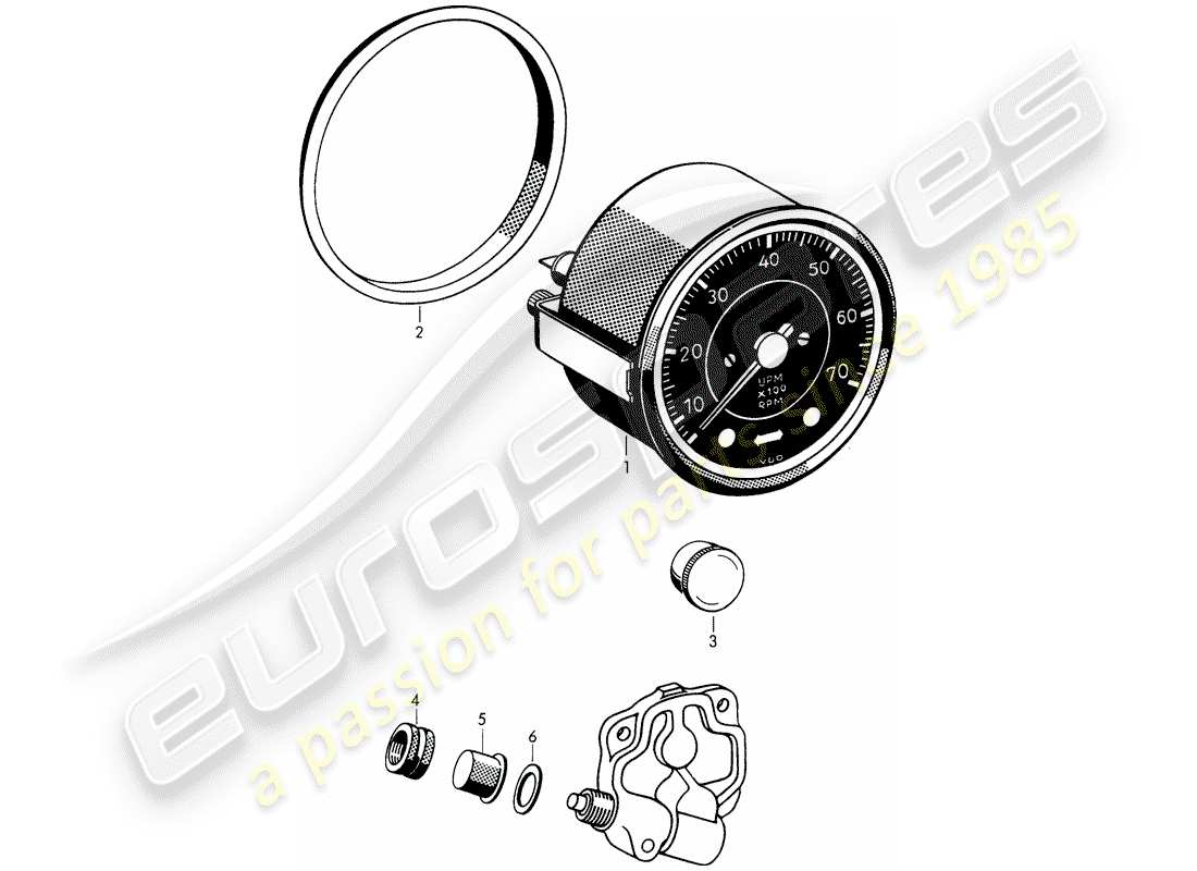 Porsche 356B/356C (1962) TACHOMETER - ELECTRIC Part Diagram