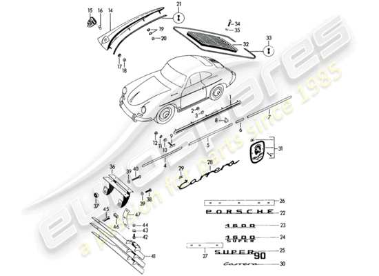 a part diagram from the Porsche 356B/356C (1964) parts catalogue