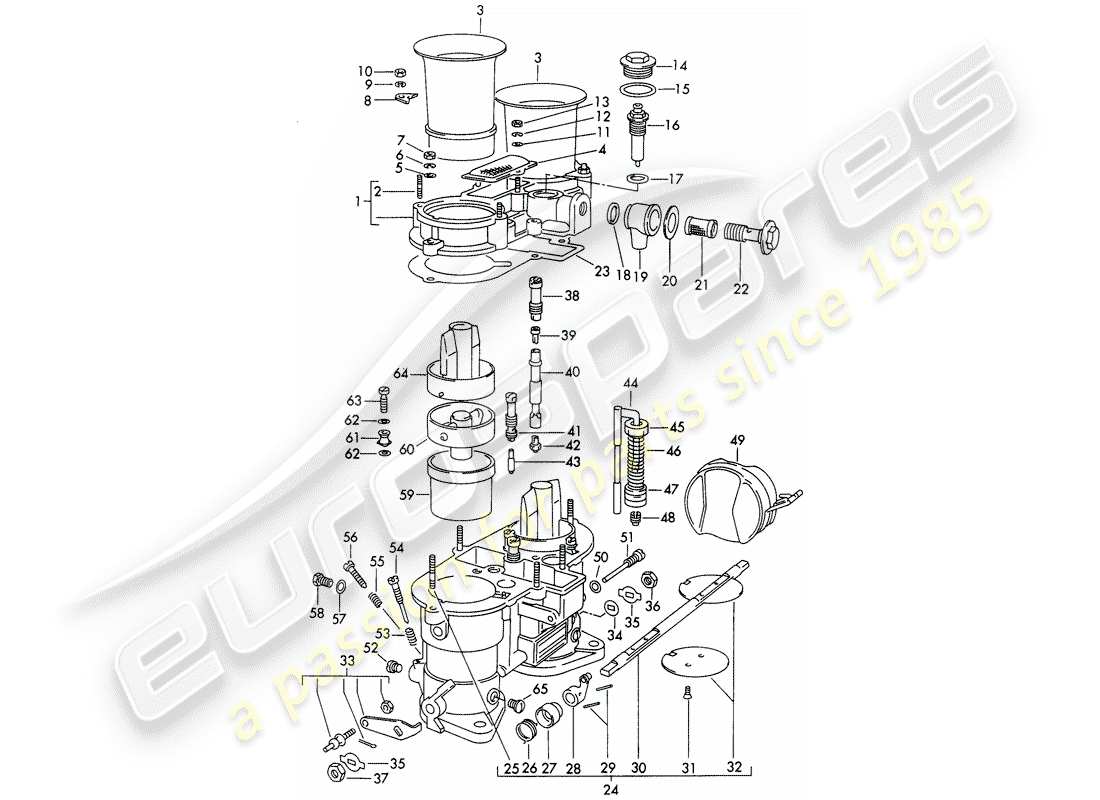 Porsche 356B/356C (1965) SINGLE PARTS - FOR - CARBURETOR - WEBER 46 IDM 2 Part Diagram