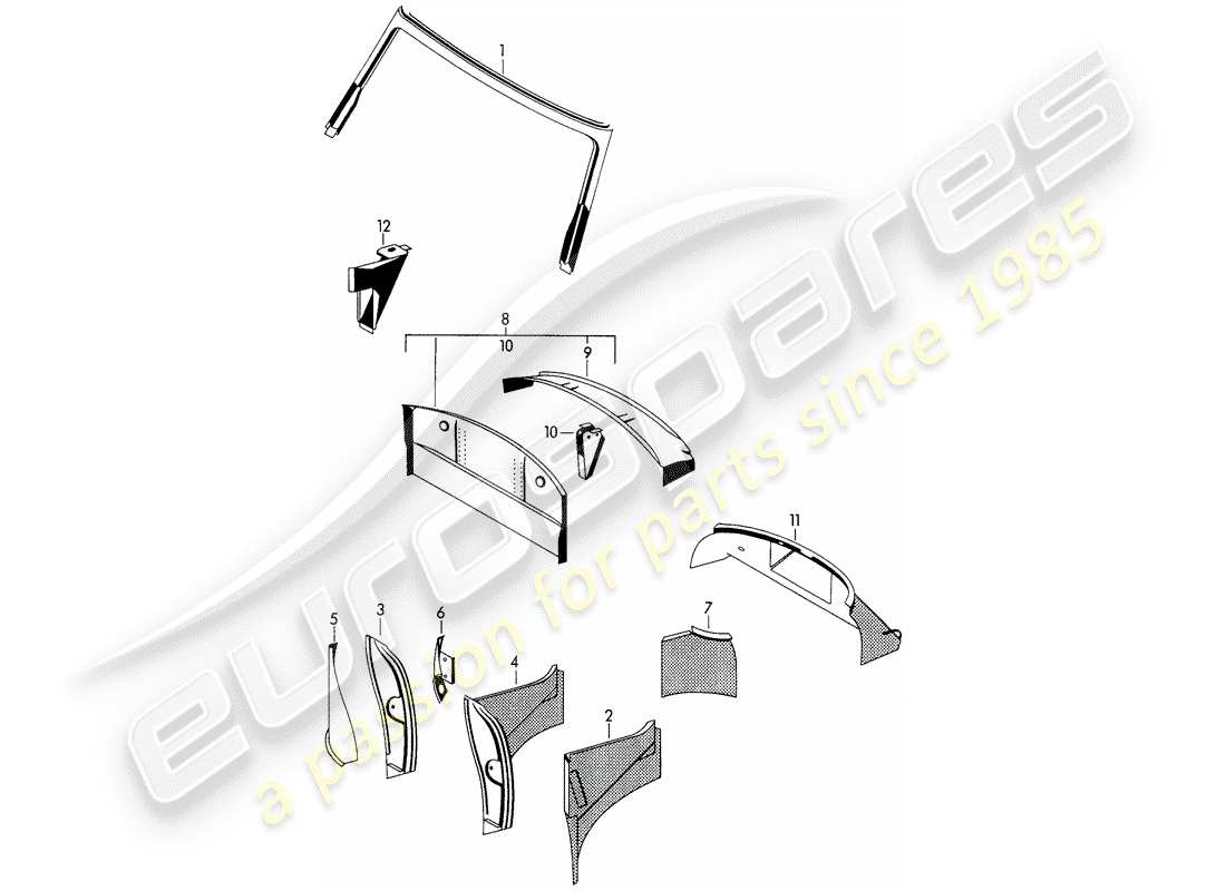 Porsche 356B/356C (1965) INTERIOR PANELLING Part Diagram