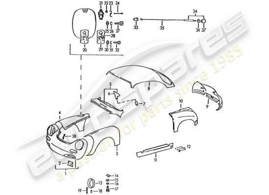 a part diagram from the Porsche 356B/356C parts catalogue