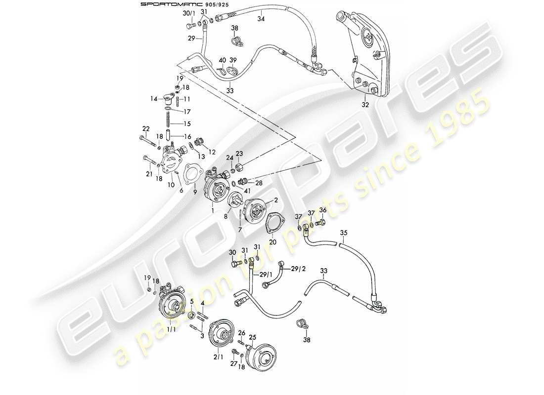 Porsche 911 (1972) OIL SUPPLY - FOR - TORQUE CONVERTER - SPORTOMATIC - D - MJ 1973>> Parts Diagram