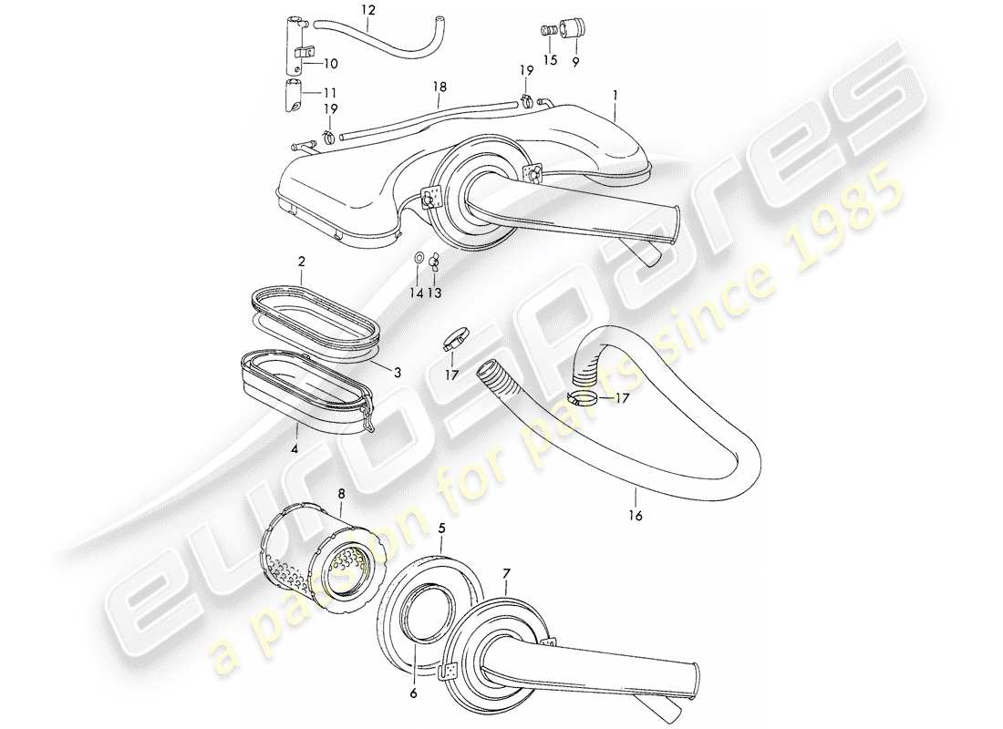 Porsche 911 (1972) air cleaner system - for - - zenith - carburetor Part Diagram