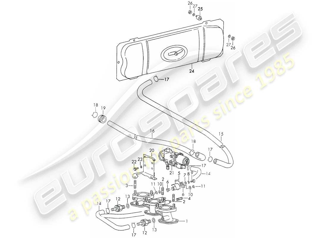 Porsche 911 (1972) VACUUM SYSTEM - FOR - clutch RELEASE - D - MJ 1972>> Part Diagram