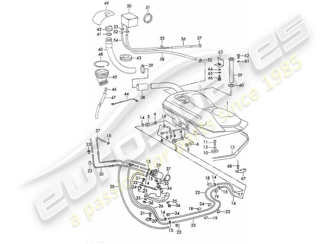 Porsche 911 (1972) FUEL SYSTEM - LINES - WITH: - FUEL PUMP Part Diagram