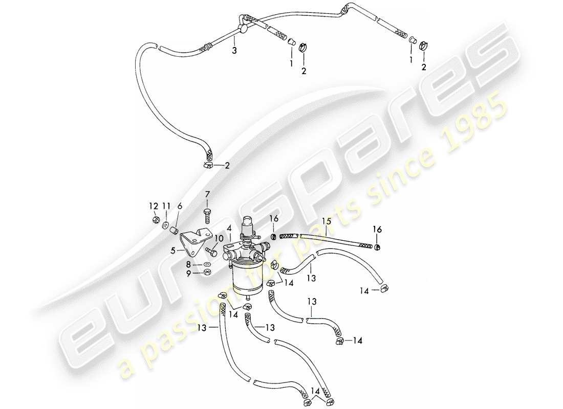 Porsche 911 (1972) FUEL FILTER - WITH: - LINES Part Diagram