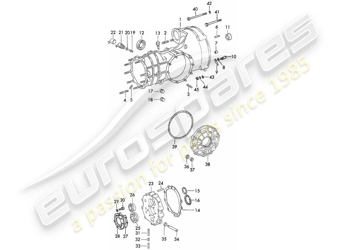 Porsche 911 (1972) REPLACEMENT TRANSMISSION - TRANSMISSION CASE - DIE CASTING - D >> - MJ 1971 Part Diagram