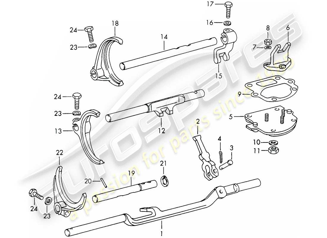 Porsche 911 (1972) SHIFT RODS - SHIFT FORKS - D - MJ 1972>> Part Diagram