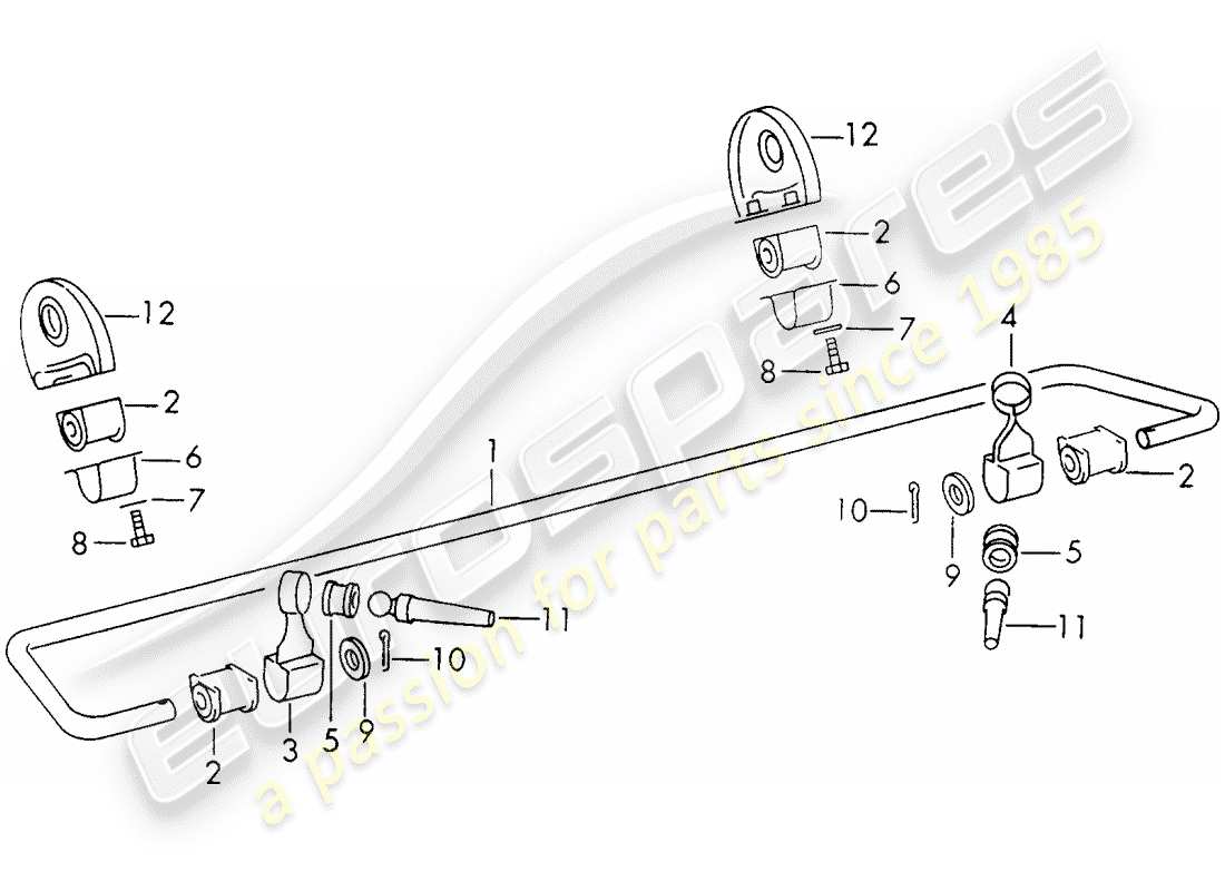 Porsche 911 (1972) stabilizer - rear axle Part Diagram