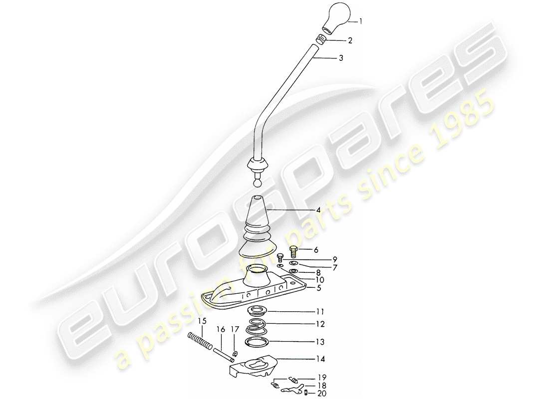 Porsche 911 (1972) SHIFT LEVER - TRANSMISSION CONTROL - 4TH/5TH GEAR - MODEL YEAR - -71/72- Part Diagram