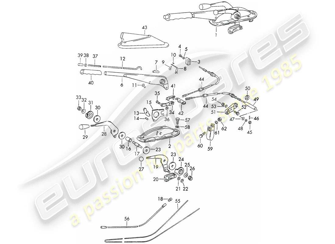 Porsche 911 (1972) HANDBRAKE - MANUAL THROTTLE - HEATER - ACTUATOR Part Diagram