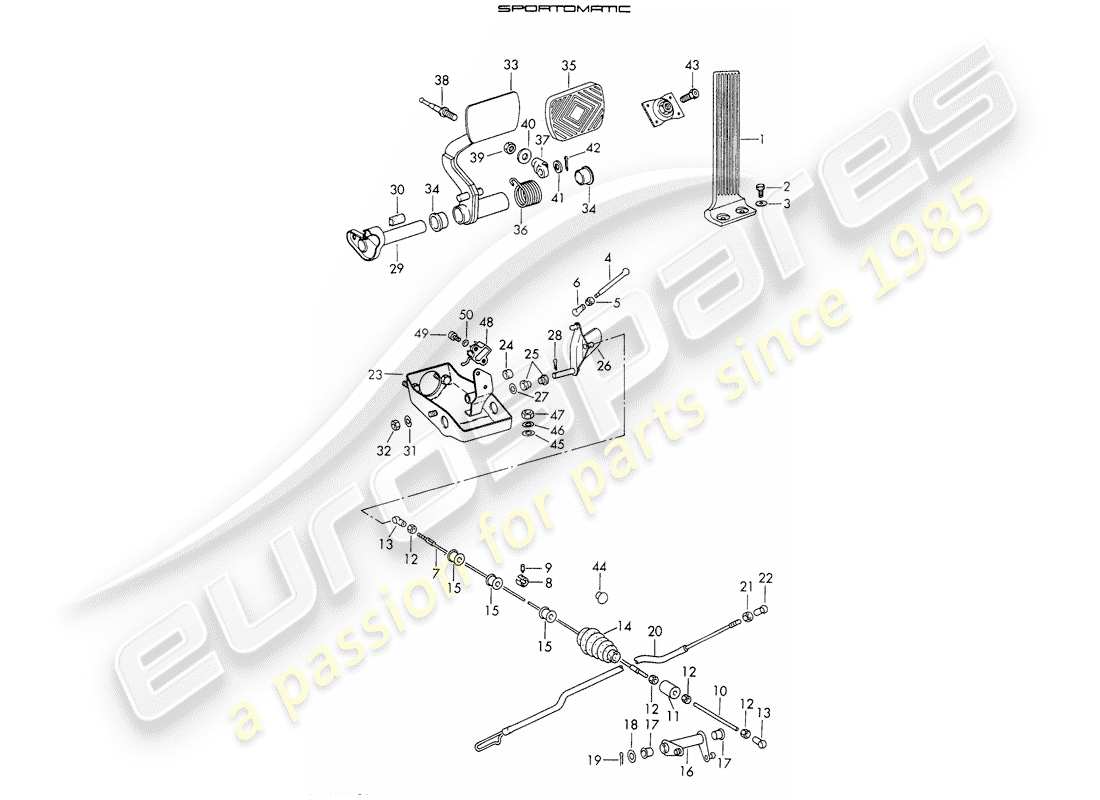 Porsche 911 (1972) Pedals Part Diagram