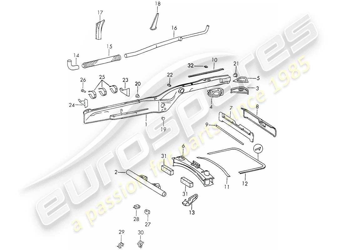 Porsche 911 (1972) Frame Part Diagram