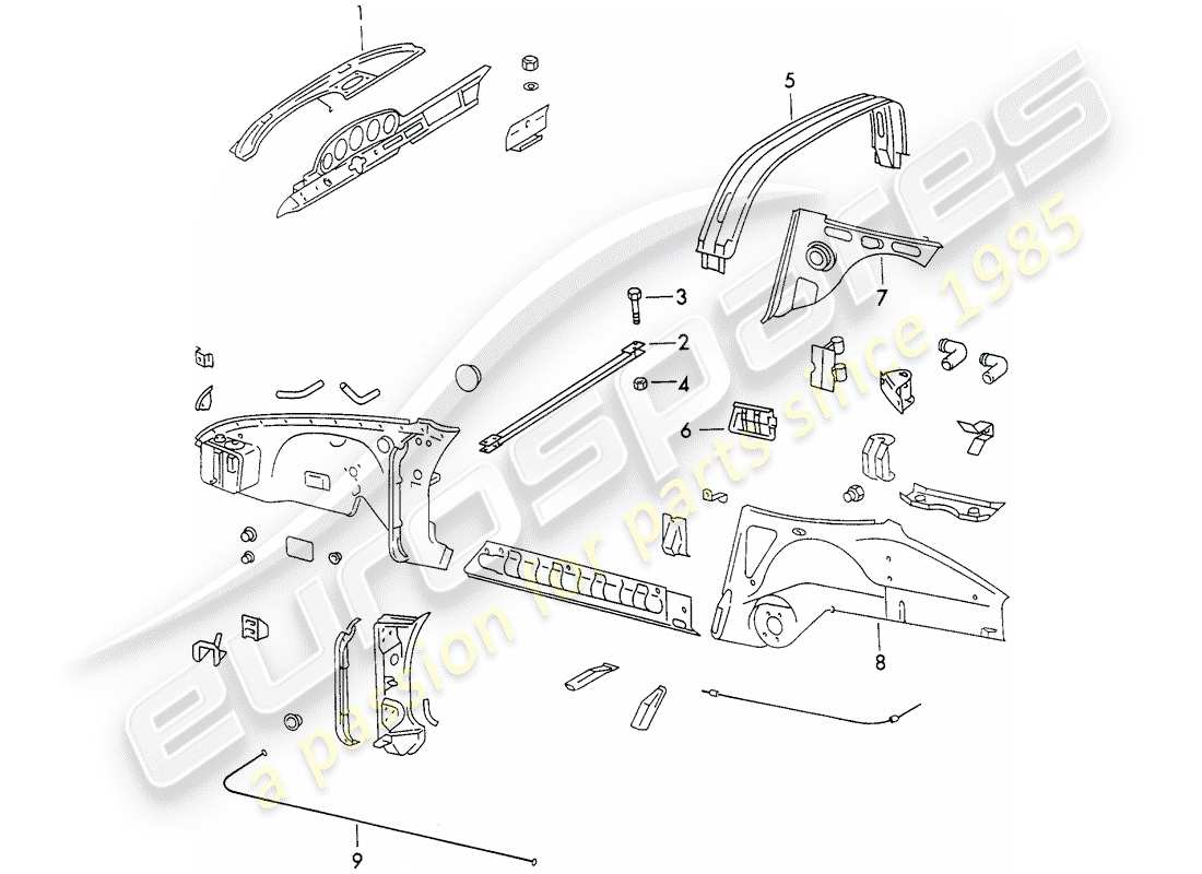 Porsche 911 (1972) INTERIOR PANELLING Part Diagram